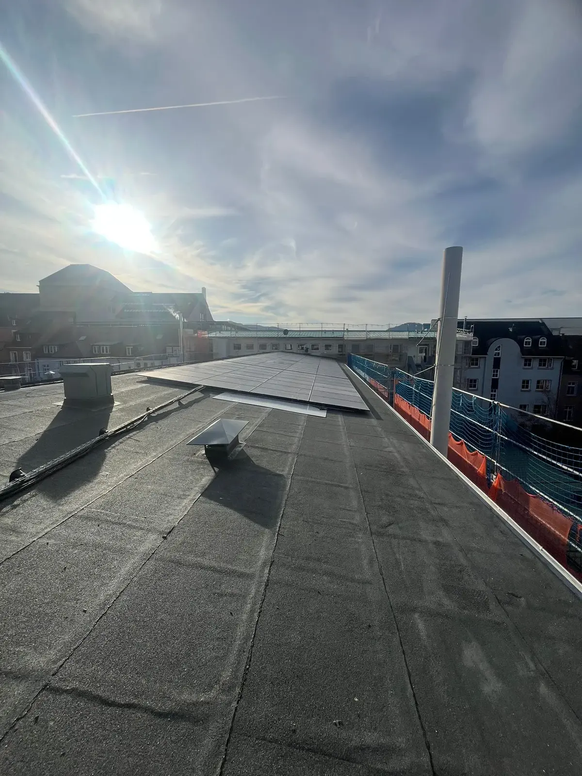 Ergebnis einer Dachreparatur auf einer Flachdachfläche